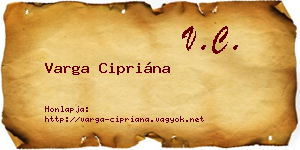 Varga Cipriána névjegykártya